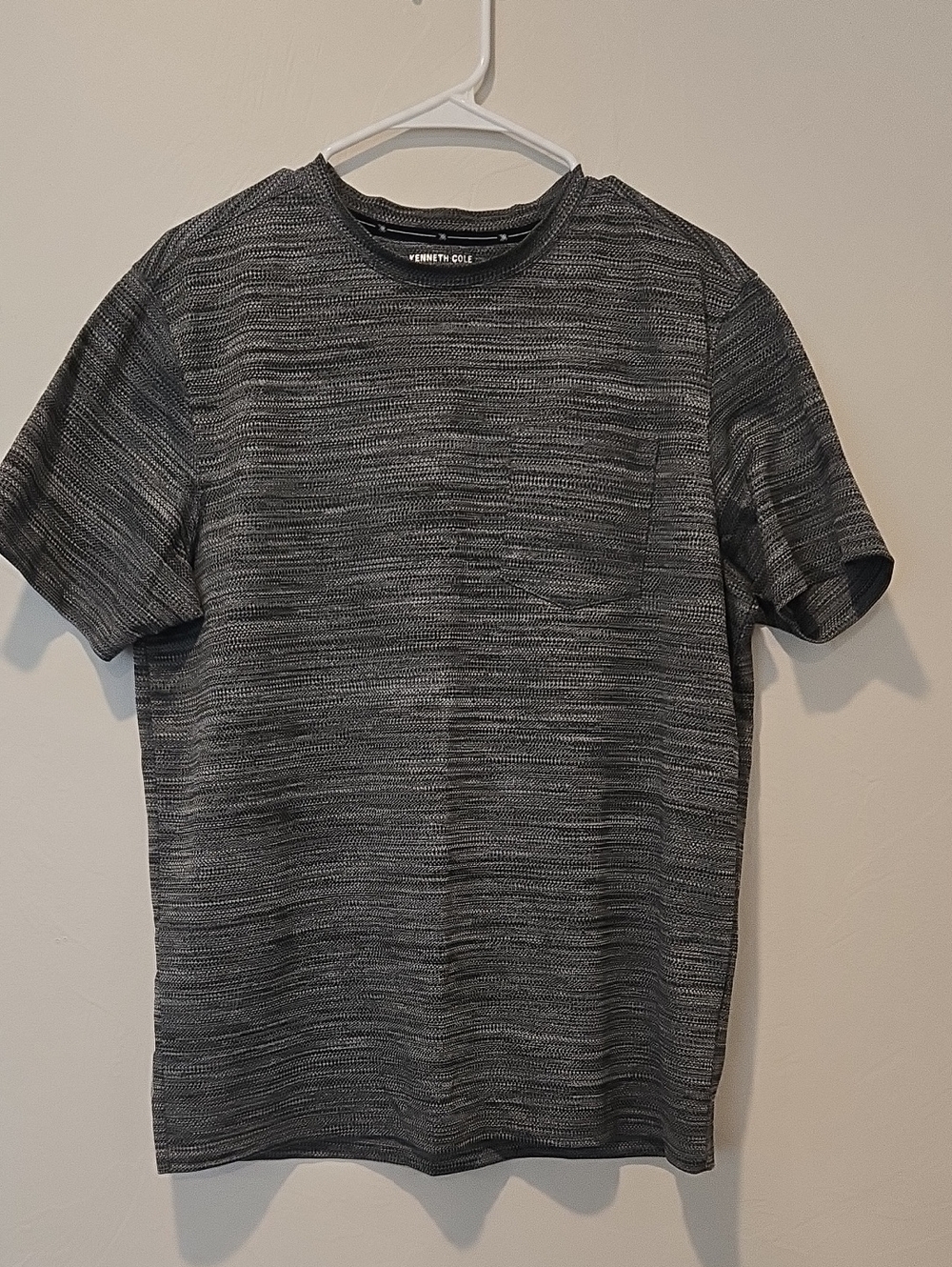 Kenneth Cole Men’s Short Sleeve Heathered Black and Gray Pocket Tee